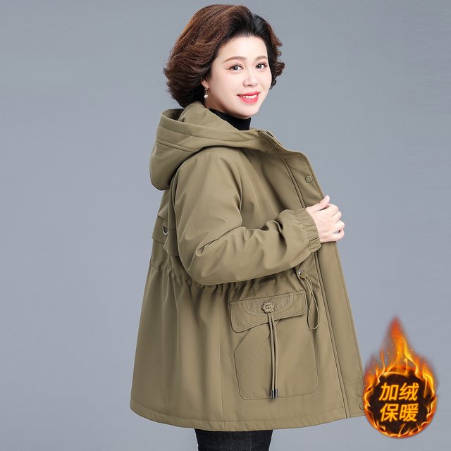 
Mother's winter jacket, new style autumn and winter cotton coat for middle-aged and elderly women, middle-aged plus velvet and thickened down cotton coat