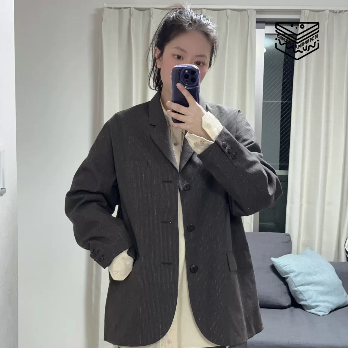 国现VISVIM HAMMONS JKT SANTOME 条纹羊毛西装夹克23SS-Taobao Singapore