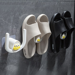 Bathroom Slipper Rack, No-Drill Shoe Storage Organizer for the Bathroom, Wall-Mounted Slipper Hanger with Drainage Hooks