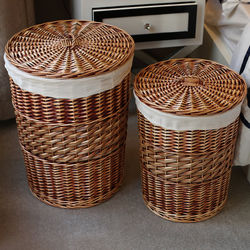 Manufacturer's In-Stock Wicker Laundry Basket with Lid, Bedroom Dirty Clothes Storage Basket, Guesthouse Bedroom Miscellaneous Items and Toy Storage Box