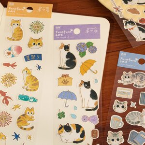 
Yuxian Meow Life Hot Stamping Handbook Sticker Cute Cartoon Animal Cat Cat Diary Handbook Decoration Sticker