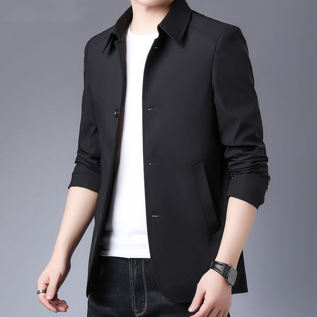 Men's coat spring and autumn casual jacket men's middle-aged thin ...