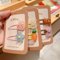 Korean-Style Children's Small Hair Clips Cartoon Rabbit Flower Baby Side Clip Little Girl Cute Bb Clip Hairpin Bangs Clip