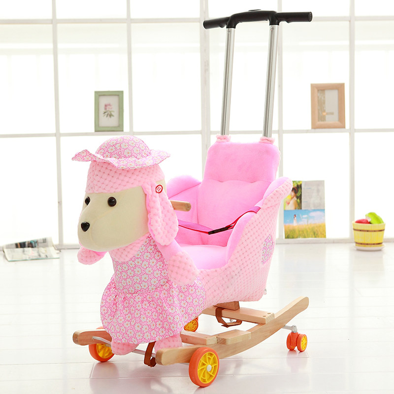 Children's Rocking Horse Solid Wood Rocking Car Dual-Purpose Baby ...