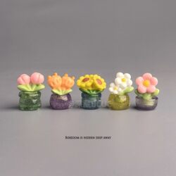 When You'Re Bored, Place a Few Cute Little Flowers to Lift Your Mood. Realistic Small Ornaments for Your Computer, Japanese-Style Workstation, or Office Desk