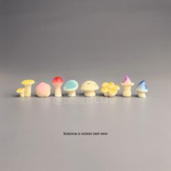 I'M Bored, so I'Ve Set up a Bunch of Mini Colorful Mushrooms to Stabilize My Mood and Relieve Stress on My Computer Desk