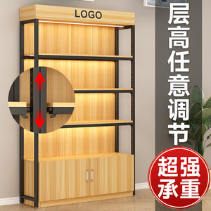 
Shelf display cabinet steel wood storage rack adjustable display rack floor-standing simple supermarket multi-layer storage cabinet