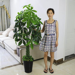 Simulated Money Tree Plants, Fake Flowers, Living Room Fake Trees, Large Floor-Standing Floral Plastic Flower Bonsai Potted Plants, Decorative Green Plants