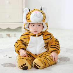 Autumn and Winter Thickened Baby Outdoor Clothing, Cute Little Tiger Design Clothes, Unisex Baby Winter Jumpsuit Romper