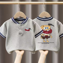 Children's Polo Shirt 2025 Summer New Style Boys and Girls Short-Sleeved T-Shirt Stylish Baby Loose Boys' Collared Top