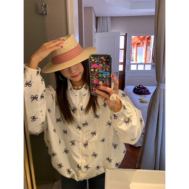 Luoluo breeze lightweight sun protection clothes for women 2024 new printed short jacket sun protection clothes small loose thin jacket