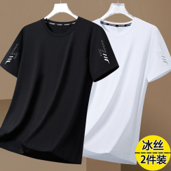 [Ice Silk Short Sleeve] New Summer Style Loose Round Neck Ice Silk Short Sleeve Quick-Drying Breathable Men's Thin Cool T-Shirt
