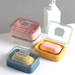 Household soap box soap box cute with lid new drain soap box box bathroom shelf plastic
