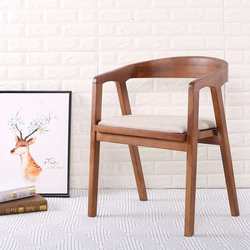Nordic solid wood dining chair American retro distressed home cafe leisure chair simple backrest with armrest chair