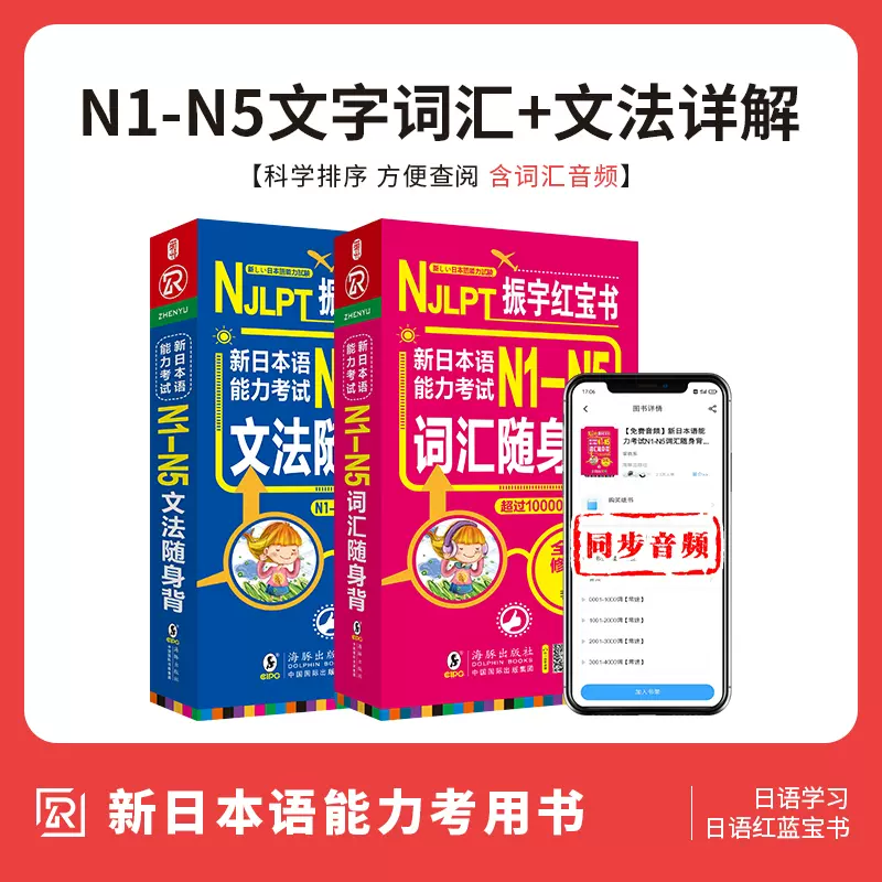 日语红蓝宝书n1-n5 新标准日本语N1-N5文字词汇文法详解练习日语能力