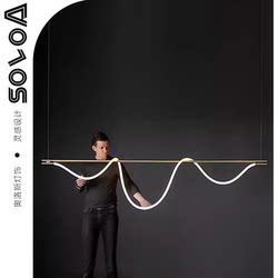 Minimalist Restaurant Bar Counter Chandelier Long Dining Table Musical Note Art Designer Creative Personality Light Tube Winding Line Light