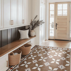 Southern French Style Retro Restaurant Entrance Foyer with Maillard Brown Border Tiles, Garden Balcony, Homestay Bar Counter Tiles