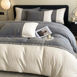 Thickened Warm Milk Velvet Four-Piece Set, Winter Coral Velvet Fitted Sheet Set, Three-Piece Winter Fleece Bedding Set