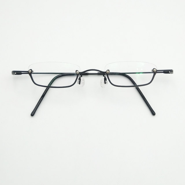 Japanese lower half of the metal super small square box glasses female with degree lens niche art anime glasses frame men
