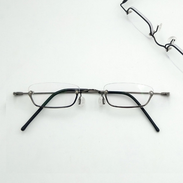 Japanese lower half of the metal super small square box glasses female with degree lens niche art anime glasses frame men
