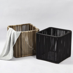 High-End Hotel Dirty Clothes Basket 2026 Hot-Selling, High-Looking, Light Luxury, Imitation Rattan Woven Household Dirty Clothes Basket