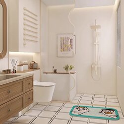 French-Style Cream-Colored Hand-Painted Line Pattern Tiles 200, Bathroom Kitchen Balcony Trendy Store 300, Non-Slip Floor Tiles 400