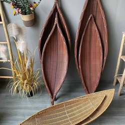 Bamboo rattan basket boat-shaped leaf shopping mall hotel decorative basket