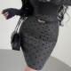 YoungGirlDay Korean pure style high waist slim flocking polka dot mid-length hip-cover skirt with belt