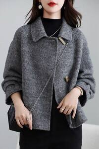 
Double-sided coat wool short cashmere coat woolen 2025 new style small autumn and winter horn woolen coat