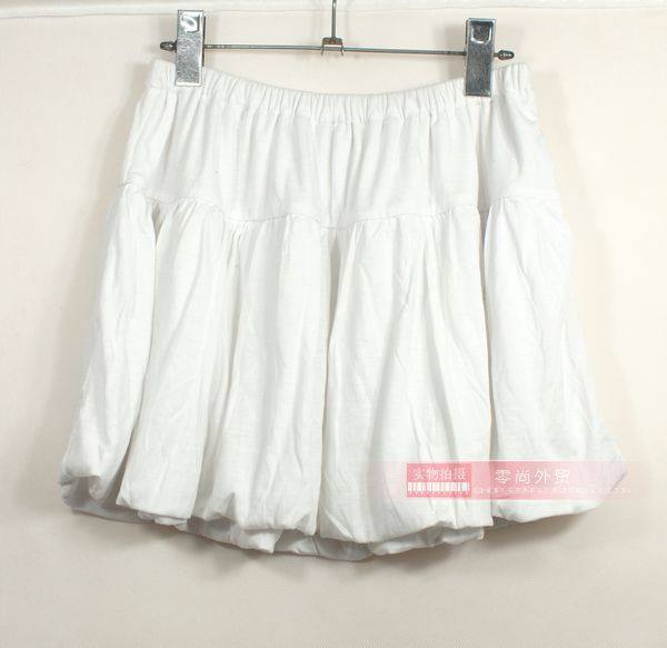 Summer pure cotton pleated puff skirt Student sports short skirt loose large size casual knitted skirt