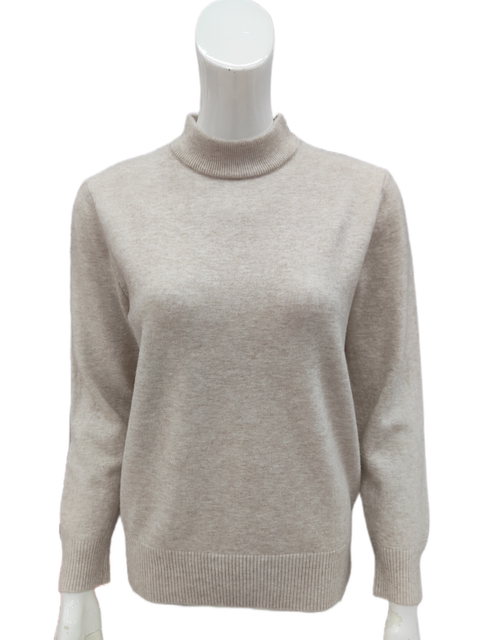 Autumn and winter half turtleneck sweater for women, loose solid color thickened short knitted sweater, versatile mid-collar winter bottoming shirt