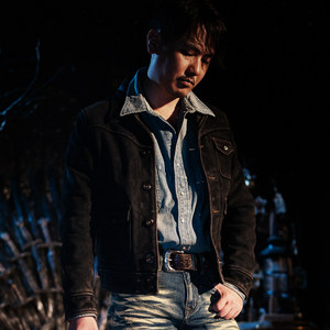 
Mo Chen men's genuine leather leather jacket retro mottled old matte cowhide lapel jacket multi-pocket spring and autumn AN2472