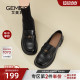 Gomeqi shopping mall same style thick-soled loafers for women 2025 new black British style small leather shoes for women with skirts