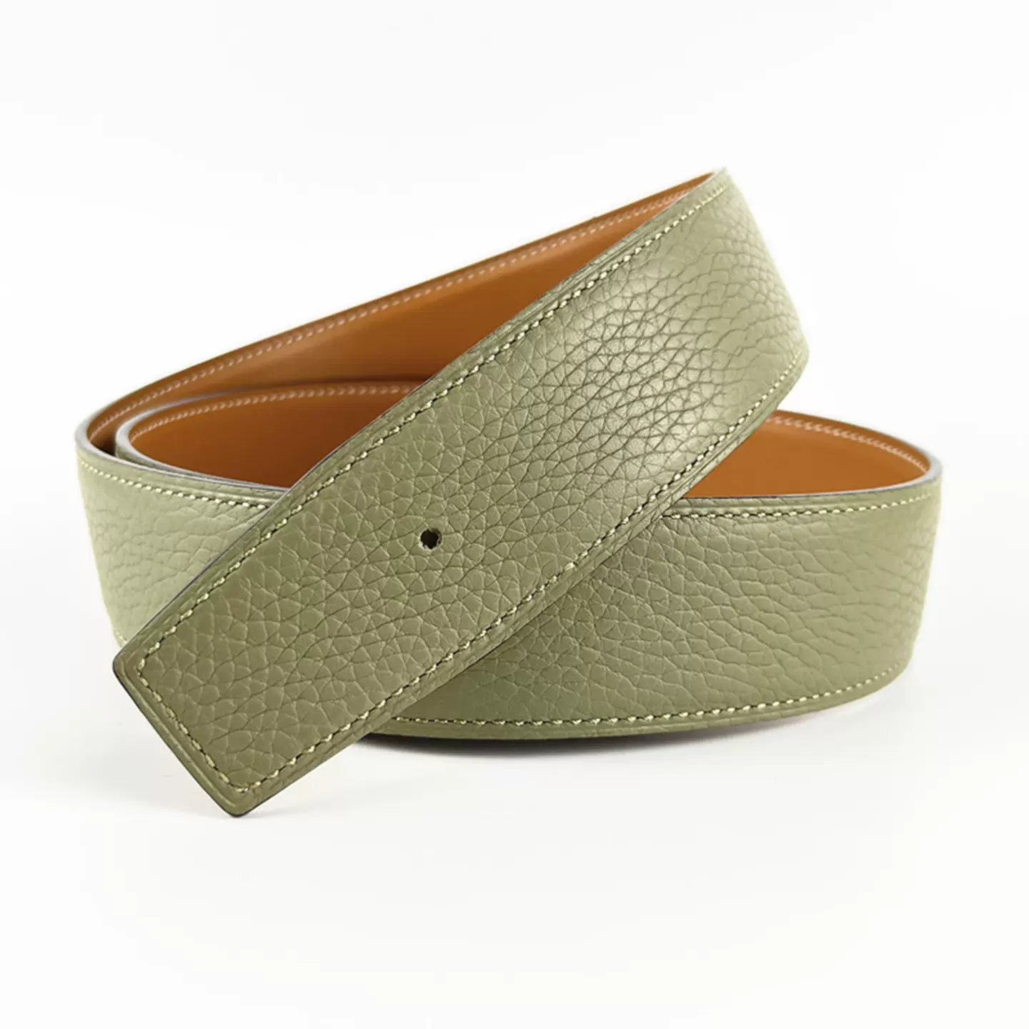 适用爱马仕皮带男士真皮不带头扣替换腰带H扣牛皮3.2/3.8