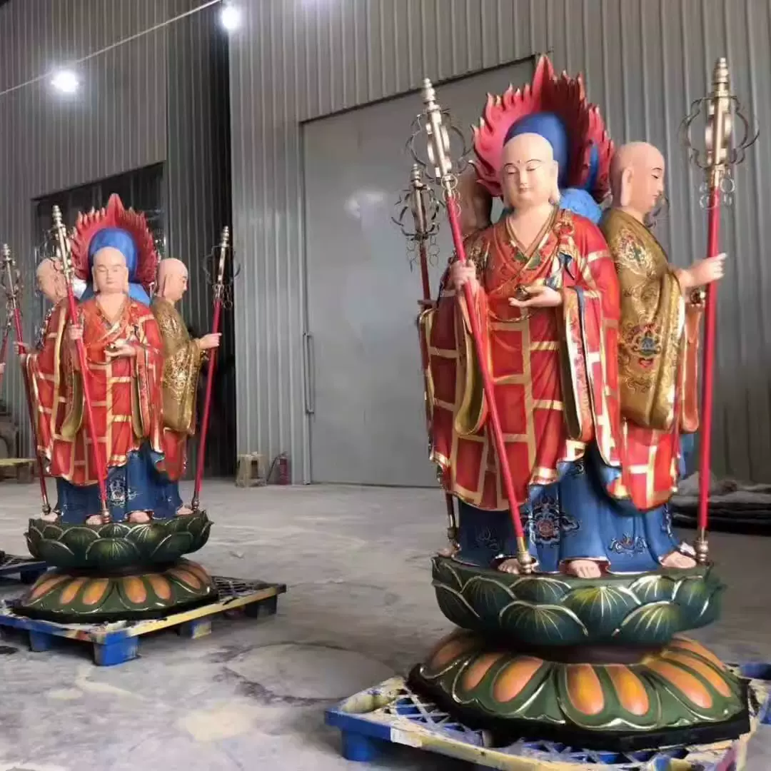 树脂佛像站1米8四面地藏王菩萨带背光2.08米贴金彩绘站四面地藏