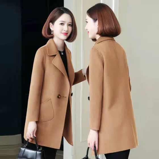 Double -sided wool coat female 2024 new autumn and winter mid -length Korean version thick large size cashmere double -sided woolen female
