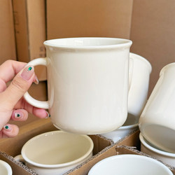 Dehua Off-White Ceramic Mug Simple Office Drinking Cup Coffee Cup Breakfast Milk Cup for Home Use