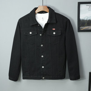 
Velvet thickened autumn and winter black denim jacket men's casual jacket short warm top 2025 new style