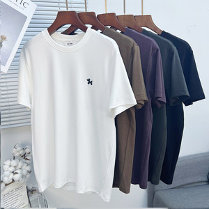 
2025 Autumn and Winter Minimalist Soft Gluten Fur-Woven T-shirt Men's Round Neck Slim Thickened Inner Short Sleeve Base Shirt T-shirt