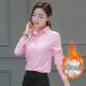 New autumn and winter style plush thickened base shirt for women, slim white black pink long-sleeved warm shirt for women