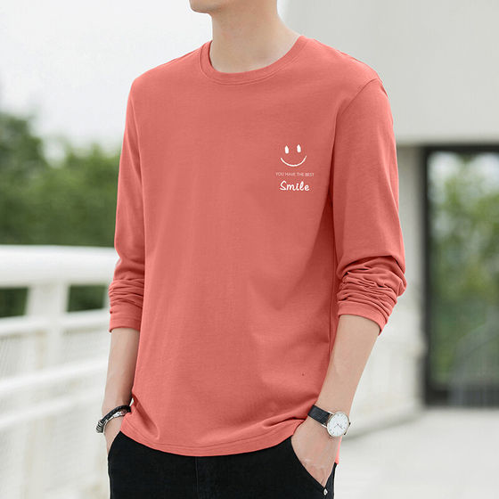 
2025 autumn long-sleeved T-shirt men's trendy round neck wear inside and outside to wear men's top