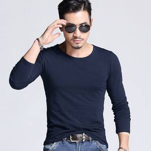 
Long-sleeved T-shirt men's autumn thin autumn clothes tight round neck underwear solid color white T-shirt men's base shirt