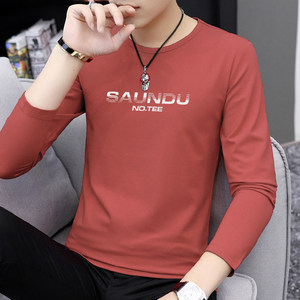 
T-shirt men's long-sleeved autumn underwear bottoming shirt slim letters printed round neck top trendy autumn clothes