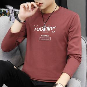 
Autumn long-sleeved T-shirt men's trendy autumn clothes loose inner bottom shirt round neck printed autumn clothes small shirt