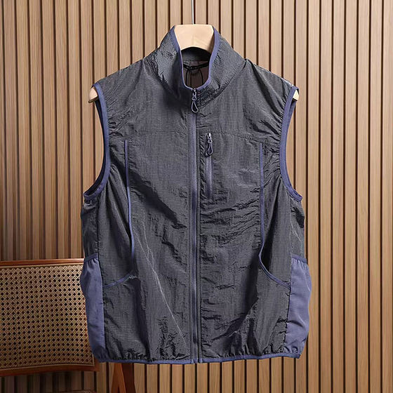 Functional workwear vest men's summer color-blocking breathable outdoor sports fishing vest thin sleeveless vest jacket