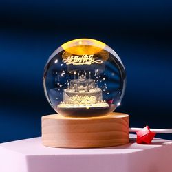 Creative Crystal Ball Desktop Ornament Starry Night Light Graduation Season Birthday Gift for Girls to Give to Best Friends, Teachers, Classmates