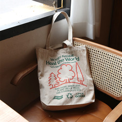 Inprint Eco-Friendly Tote Bag Canvas Bag Letter Retro Simple Sports Casual Unisex Japanese Style Shoulder Bag