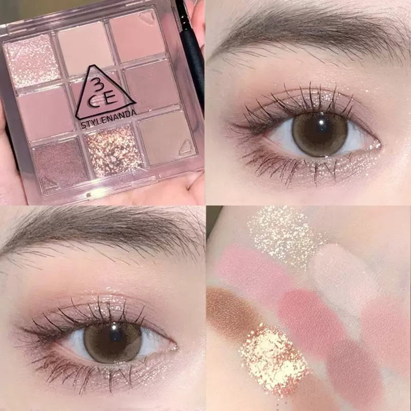 3CE透明九色眼影奶油芋泥盤somedef大地12色水泥盤raw