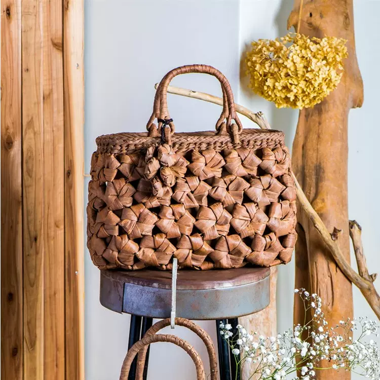 46213☆ラドロー カゴバッグ 花 籐 ラタン×レザー デイジー ディジー