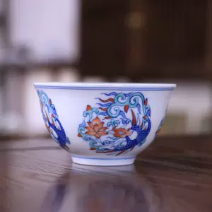 【セールHOT】清 雍正 青花鬥彩牡丹鳳碗 古瓷器 珍品 舊貨收藏 古董 古玩X019 清